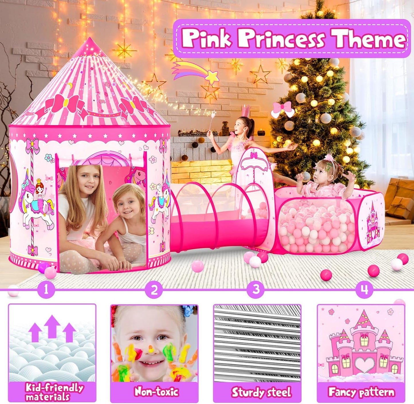 Pink ThreeIn One Princess Multi purpose Indoor Outdoor Play Tent