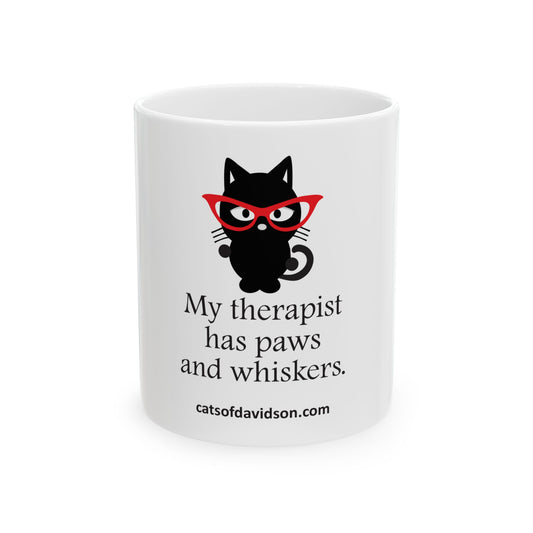 Cats of Davidson Ceramic Mug, (11oz) - Cat Therapist