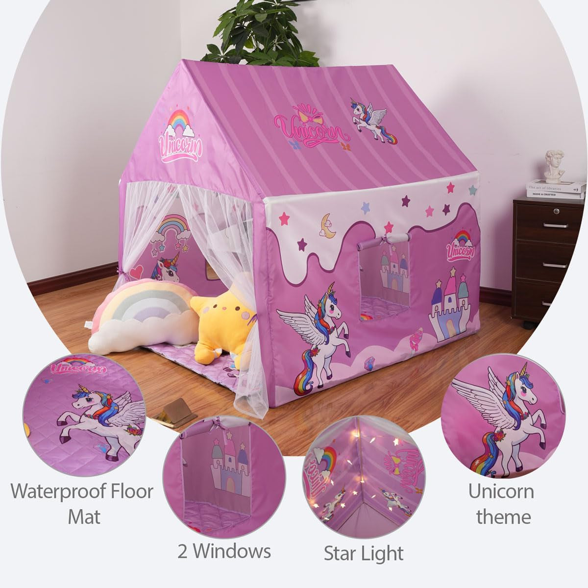 Princess Unicorn Castle Play Tent Magenta Extra Large