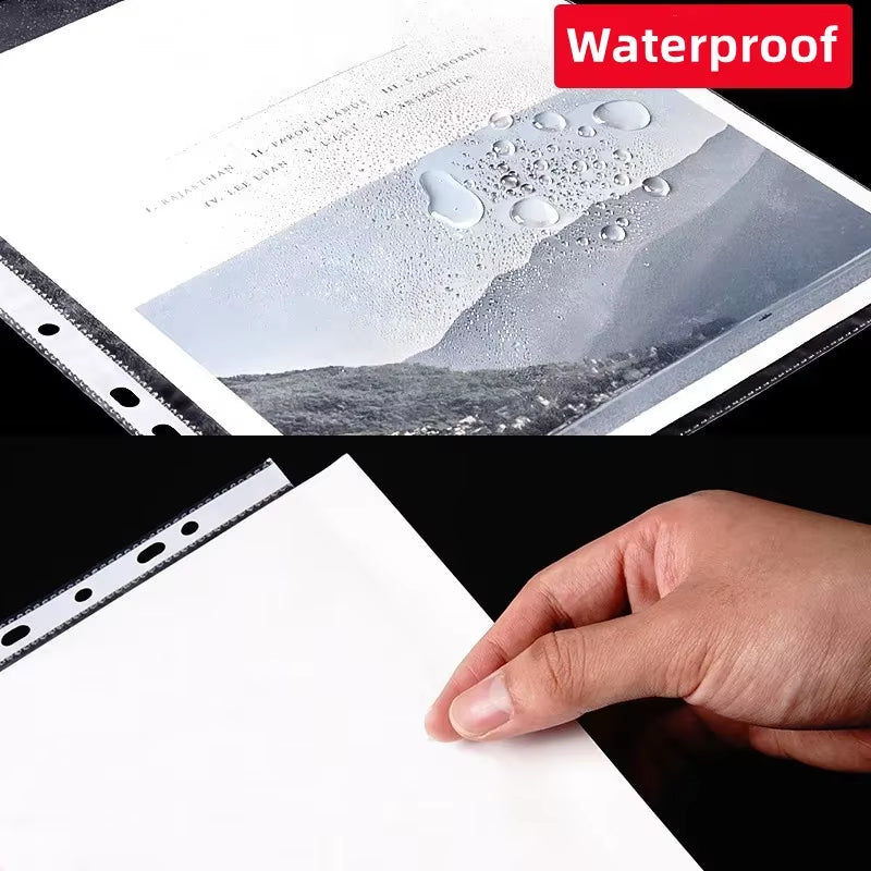 50PCS A4 Clear PVC Sheet Multipurpose File 11-Hole Loose Leaf Page Document Punched Pocket Folder Sheet Protector for File Pape