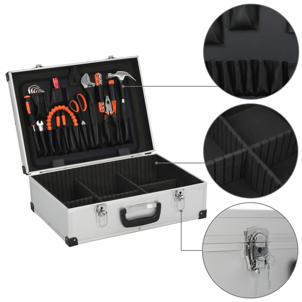 vidaXL Tool Suitcase 18.1"x13"x6.3" Silver Aluminum