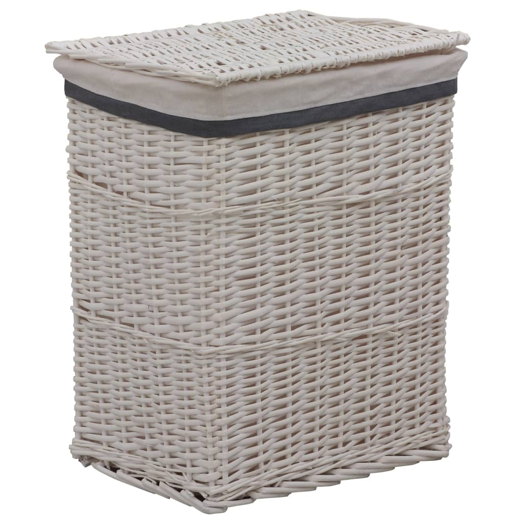 vidaXL Laundry Basket Willow Bathroom Household Supply Box Bin Brown/White