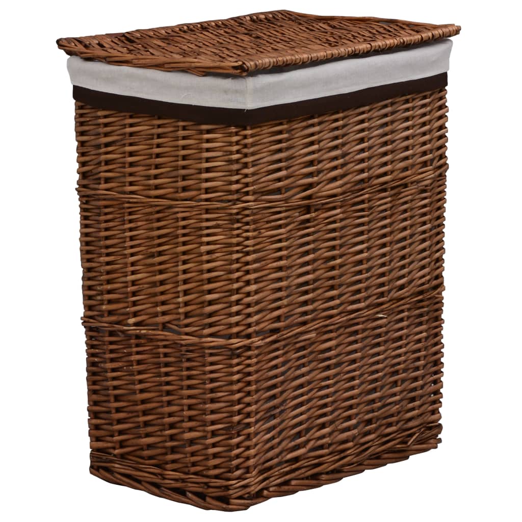 vidaXL Laundry Basket Willow Bathroom Household Supply Box Bin Brown/White
