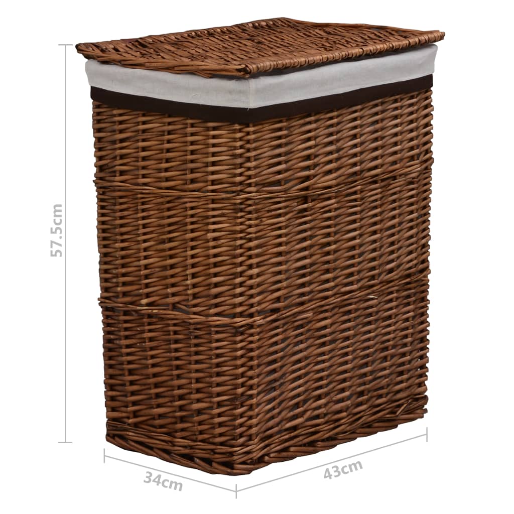 vidaXL Laundry Basket Willow Bathroom Household Supply Box Bin Brown/White