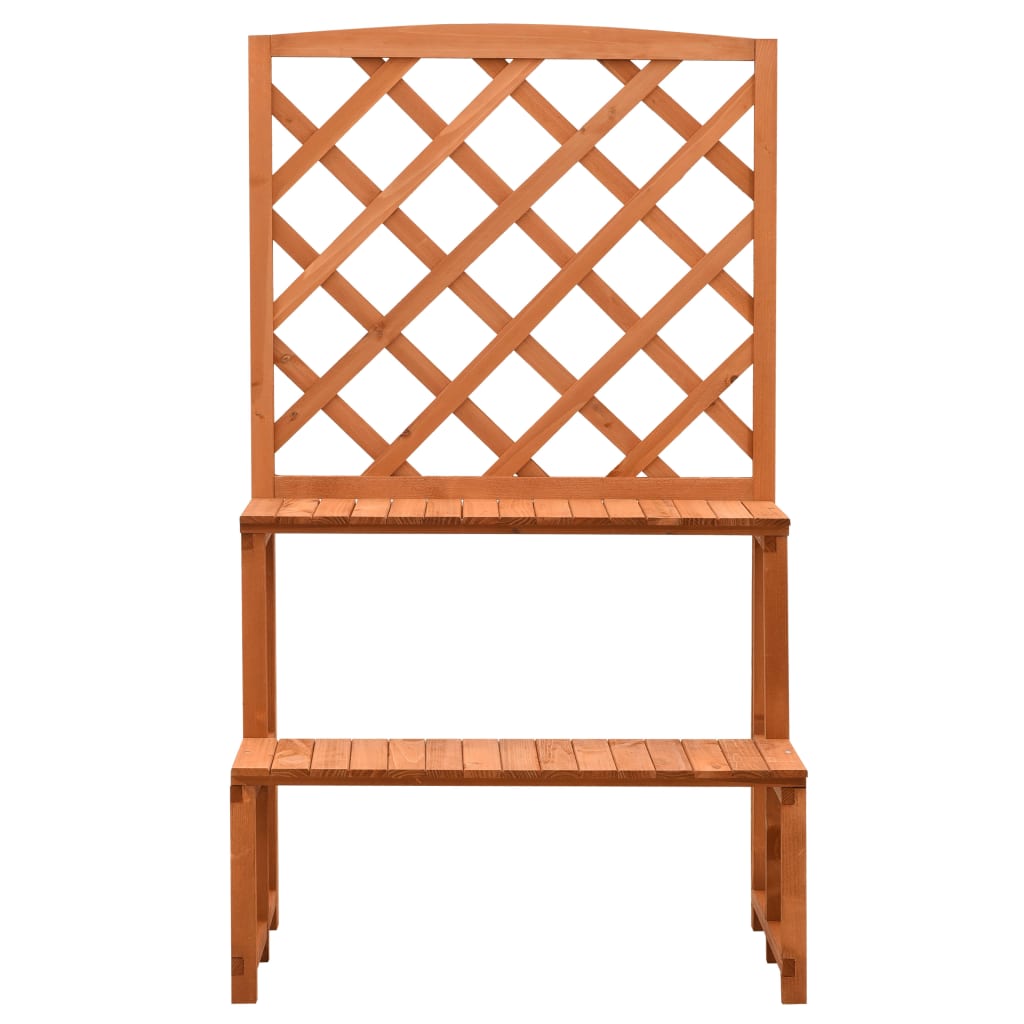 vidaXL Plant Rack Plant Stand with Trellis Flower Pot Stand Orange Solid Wood