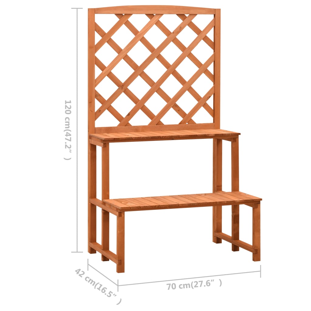 vidaXL Plant Rack Plant Stand with Trellis Flower Pot Stand Orange Solid Wood
