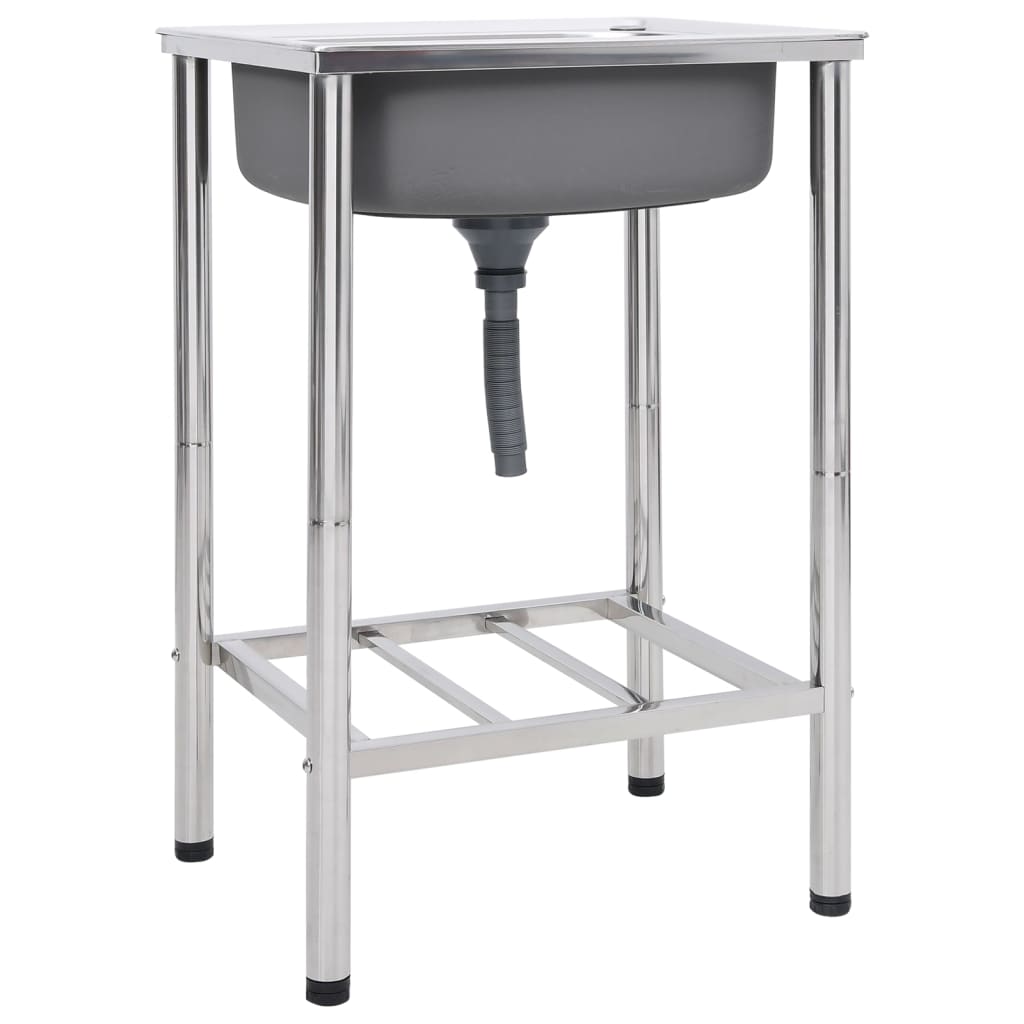 vidaXL Camping Sink Outdoor Garden Sink Single Basin with Tap Stainless Steel