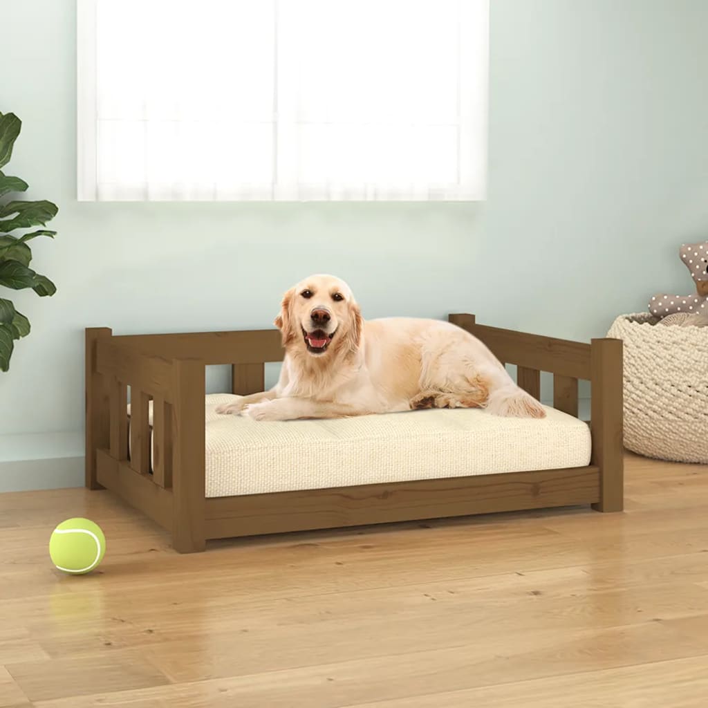 vidaXL Dog Bed Rectangular Modern Wooden Dog Couch Pet Bed Solid Wood Pine
