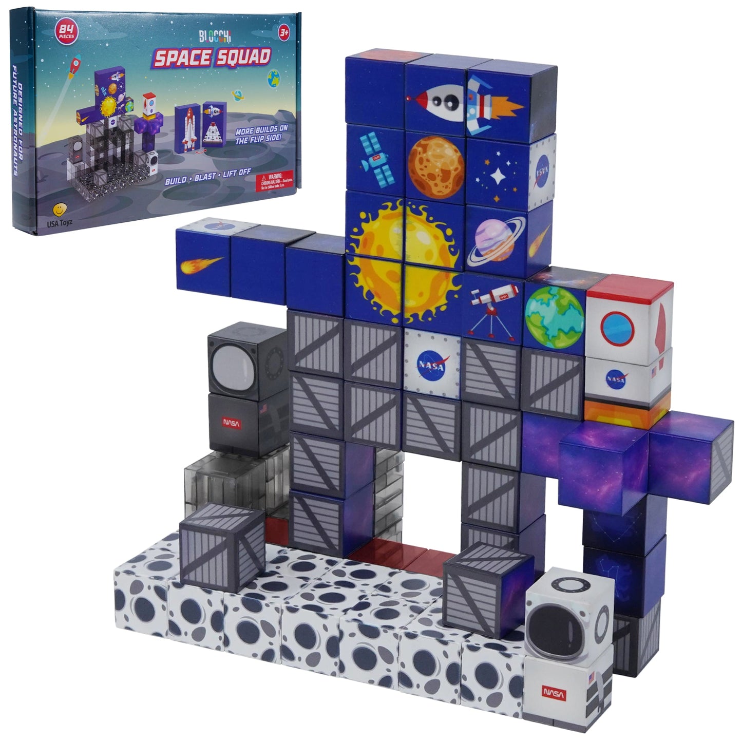 USA Toyz Blocchi Space Squad Magnetic Block Set 84 units