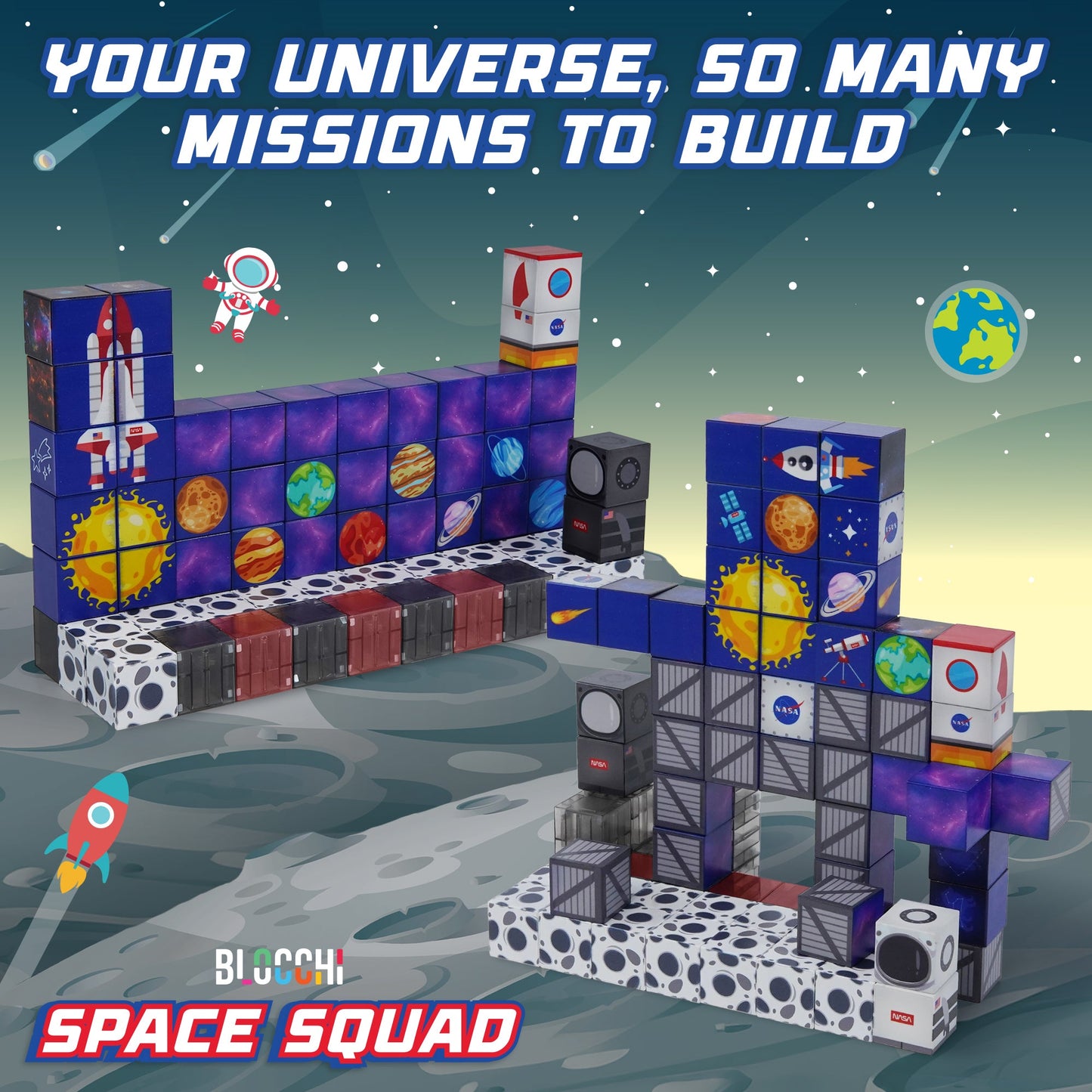 USA Toyz Blocchi Space Squad Magnetic Block Set 84 units