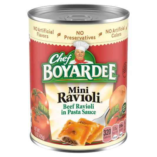 Chef Boyardee Mini Beef Ravioli 15 oz can