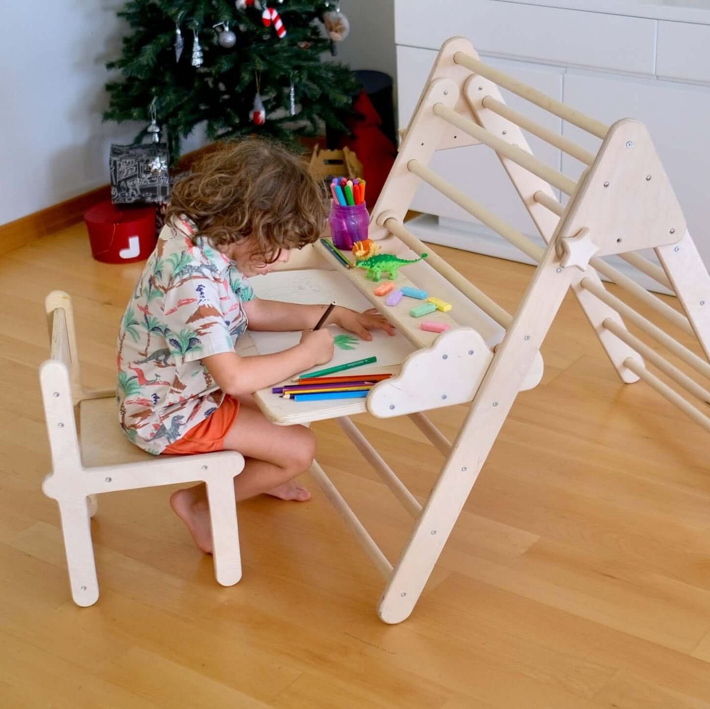 Montessori Climbing Triangle with Table and Chair