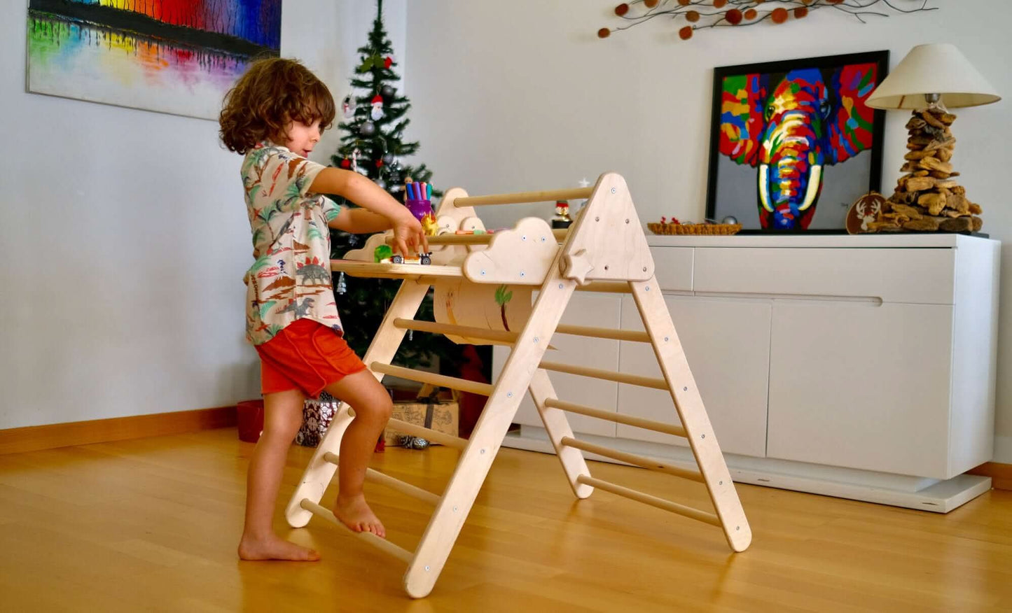 Montessori Climbing Triangle with Table and Chair