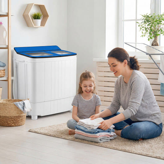 Portable Washing Machine 18 lbs Mini Laundry Machine with 11 LBS Washer-Blue-0