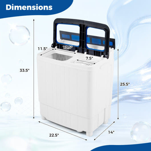 Portable Washing Machine 18 lbs Mini Laundry Machine with 11 LBS Washer-Blue-3