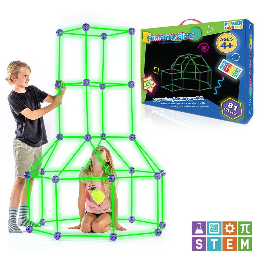 Power Your Fun 81pc Fun Forts Glow Fort Building Kit