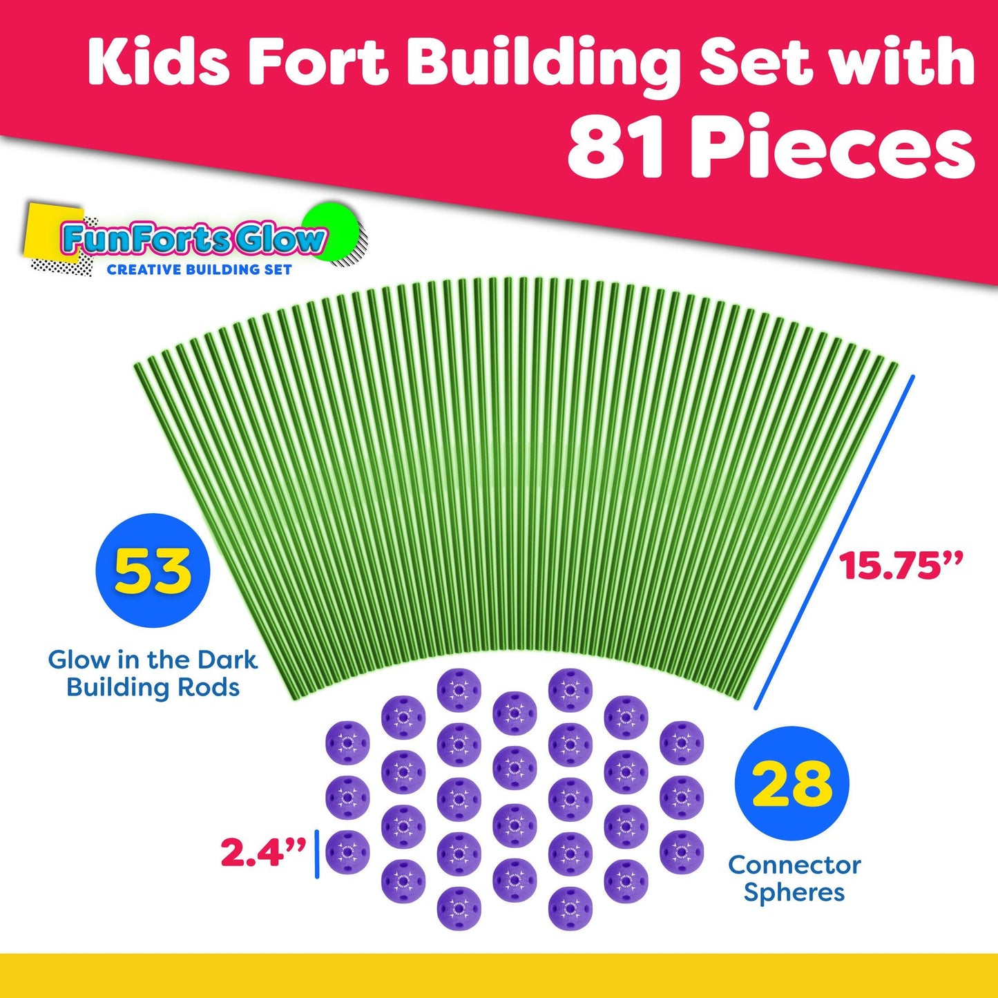 Power Your Fun 81pc Fun Forts Glow Fort Building Kit