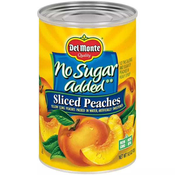 Del Monte NO Sugar added Sliced Peaches 14.5 oz Can