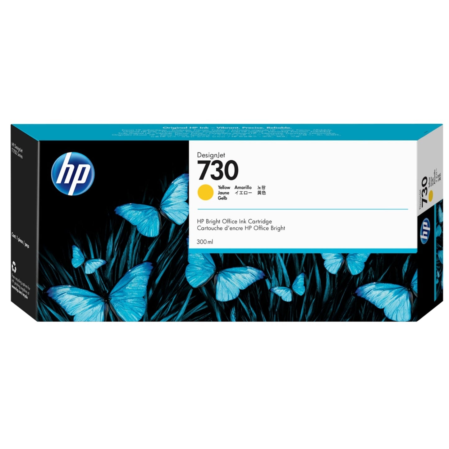 Original HP 730 300-ml (P2V70A) Yellow Ink Cartridge