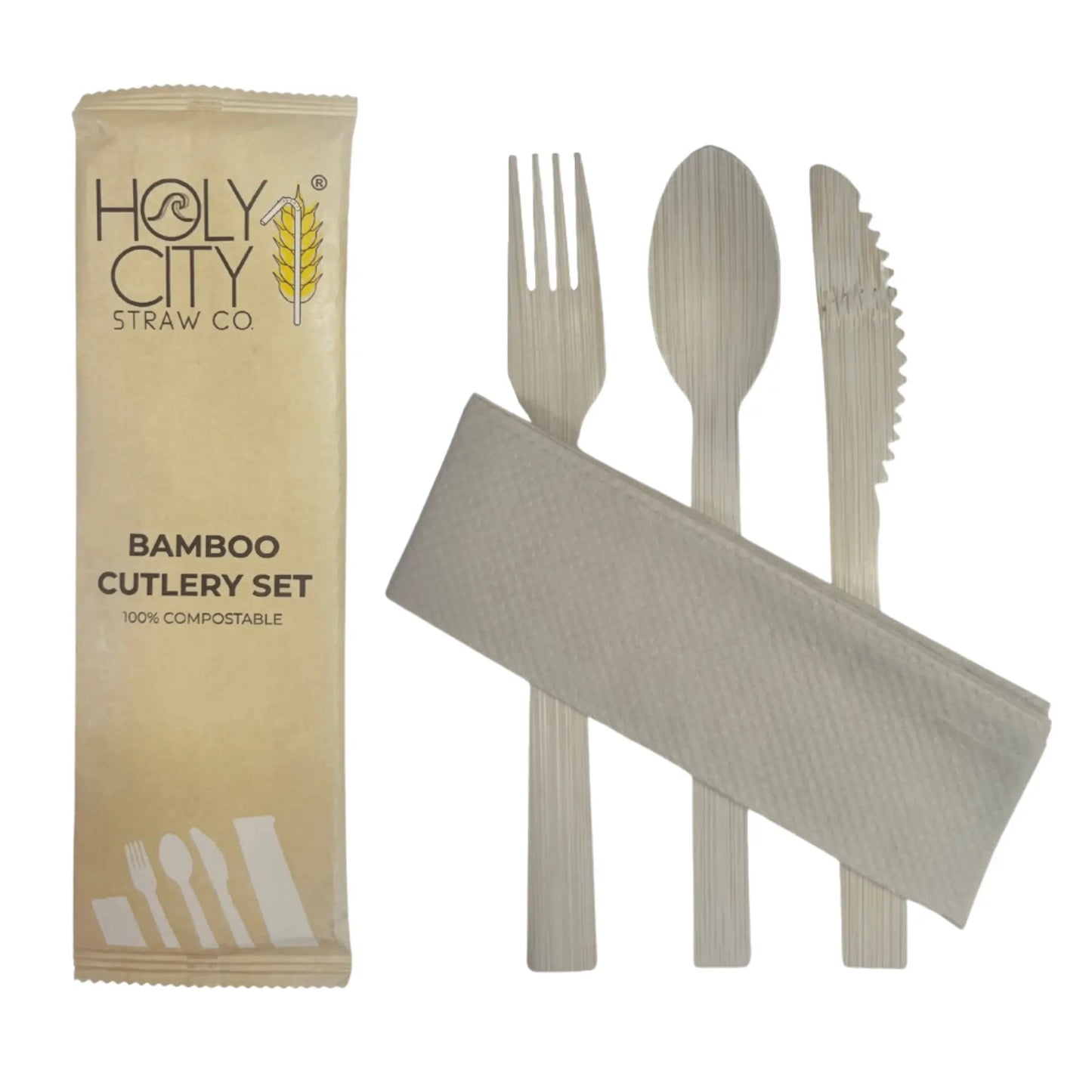 6.7" Wrapped Bamboo Cutlery Set | Sample
