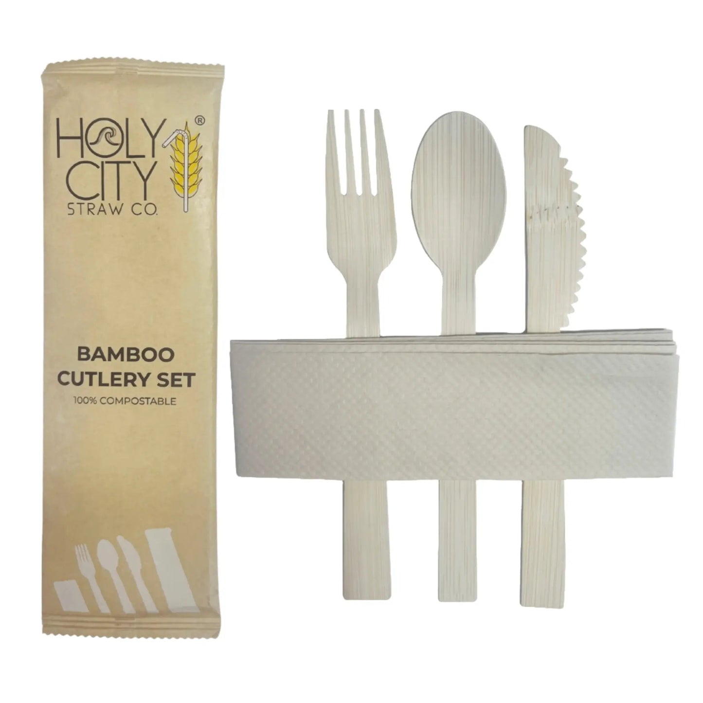 6.7" Wrapped Bamboo Cutlery Set | Sample