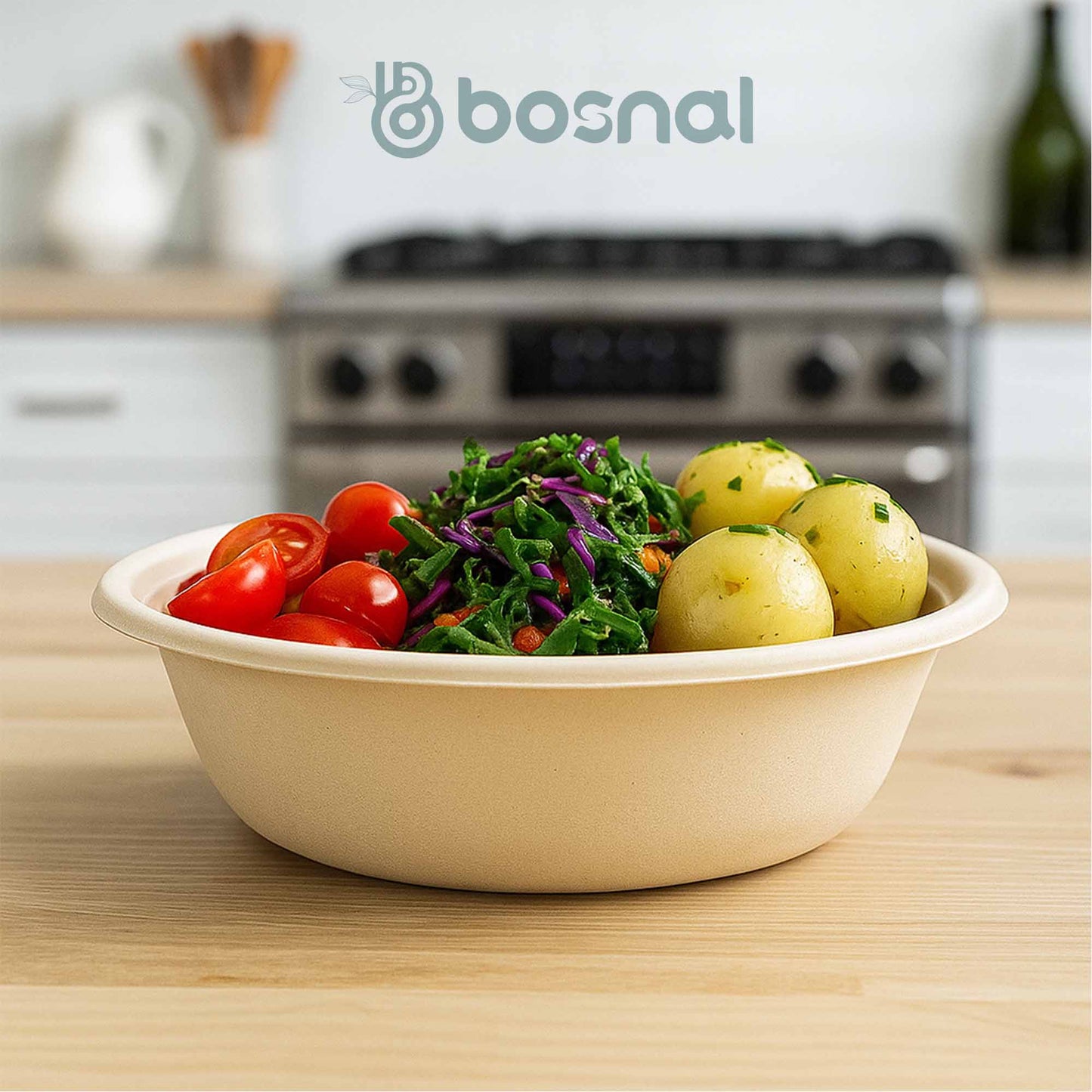Bosnal - Sugarcane Bagasse Compostable 10 inch Round Plates with 32 oz Bowls