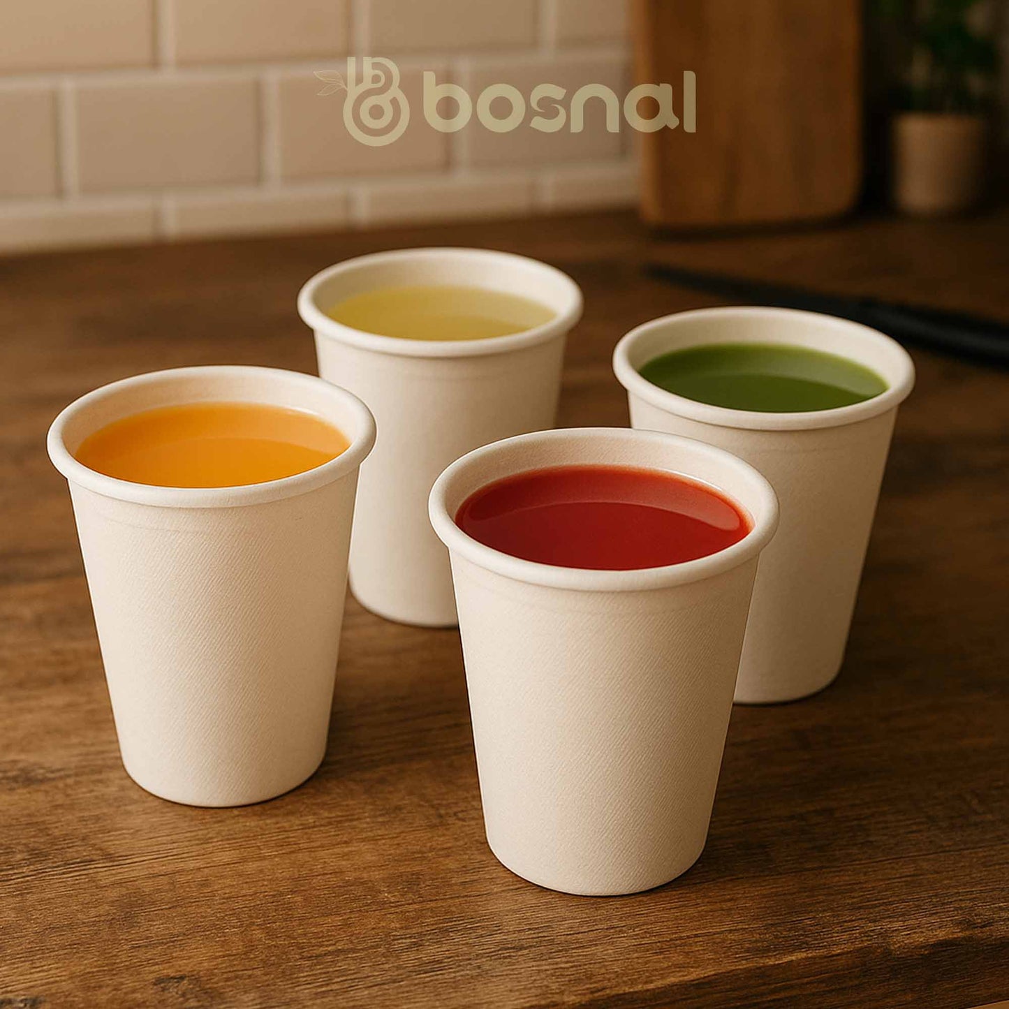 Bosnal - Sugarcane Bagasse Compostable 8 Oz Cups with Lids
