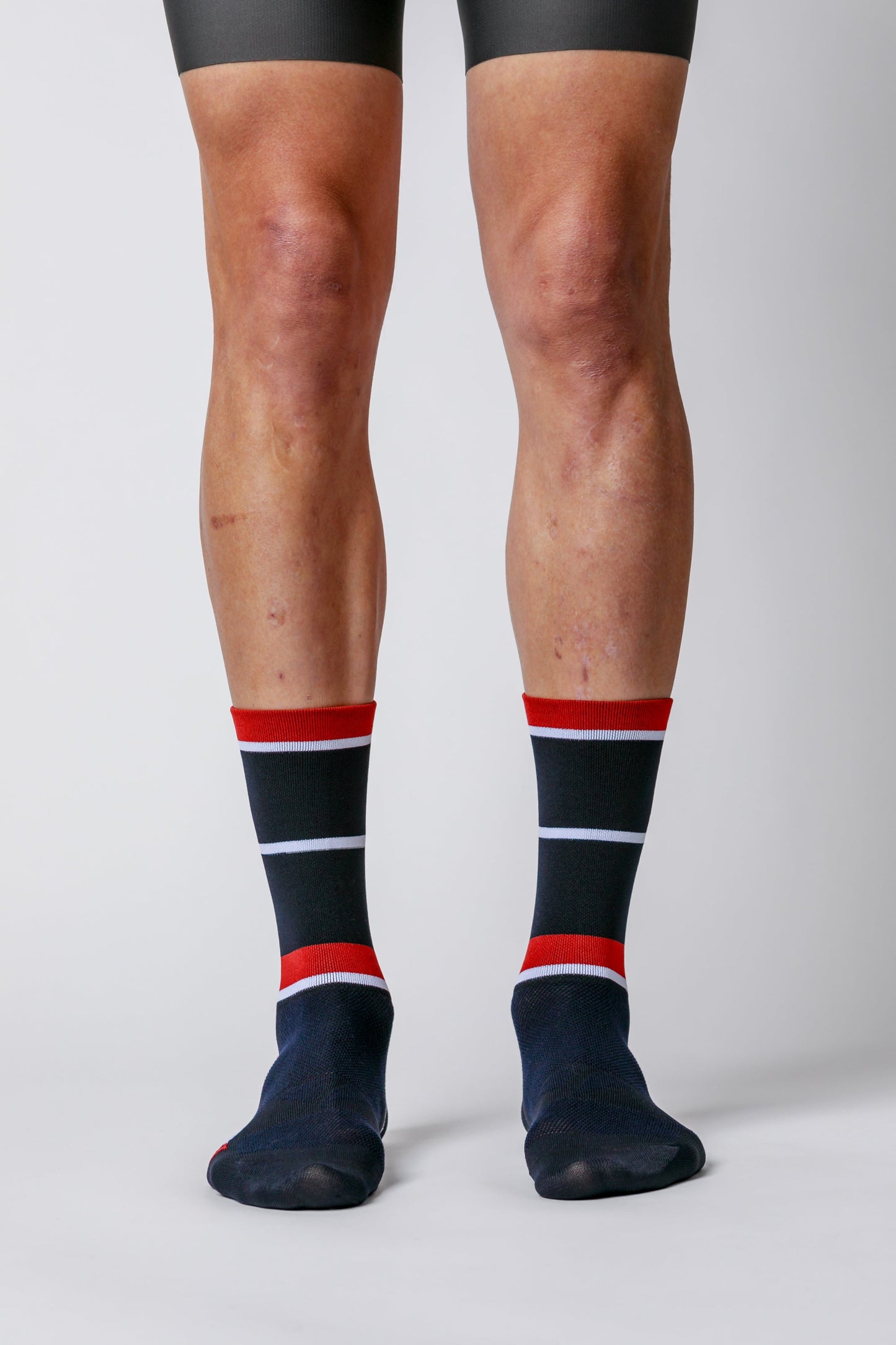 ProSpec Rouleur Sock | Squadra Stripes | Midnight Blue/Flamme Rouge Red/White