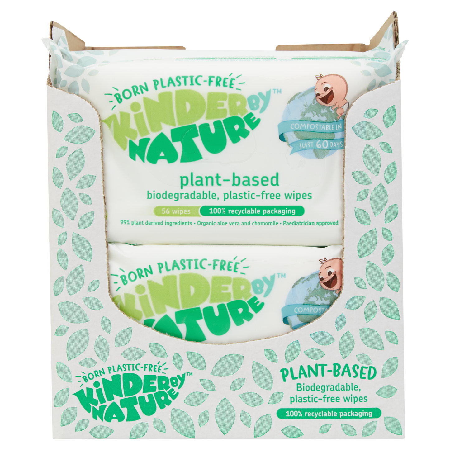 Kinder by Nature 100% Biodegradable Plant-Based Baby Wipes - 672 Count (12 packs of 56 wipes)