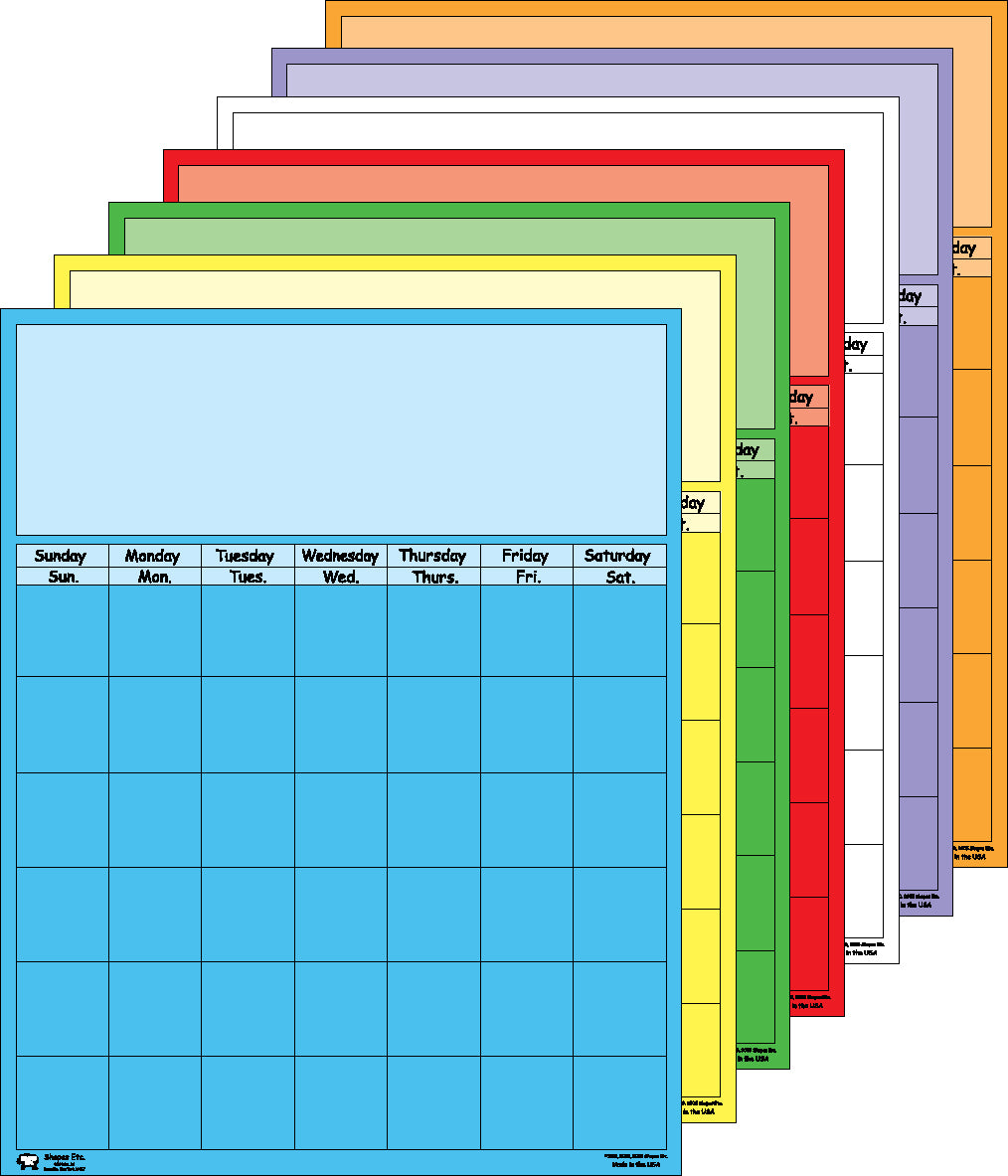 SHAPES ETC.  Calendar - Set of 7