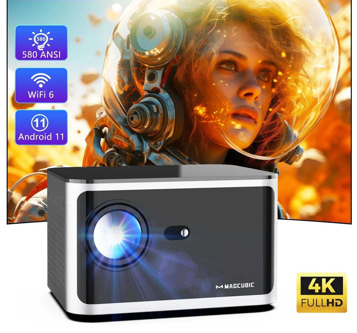 NNEOBA Electric Focus Smart Projector Black