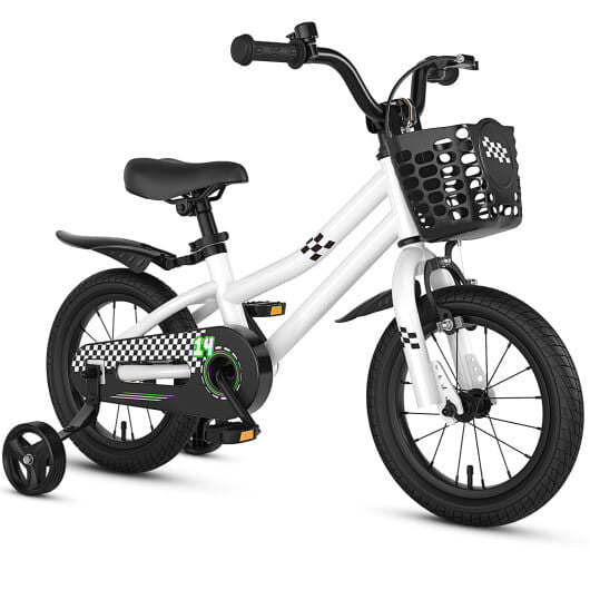 14 Inch Kids Bike White with Blue Helmet Protective Set