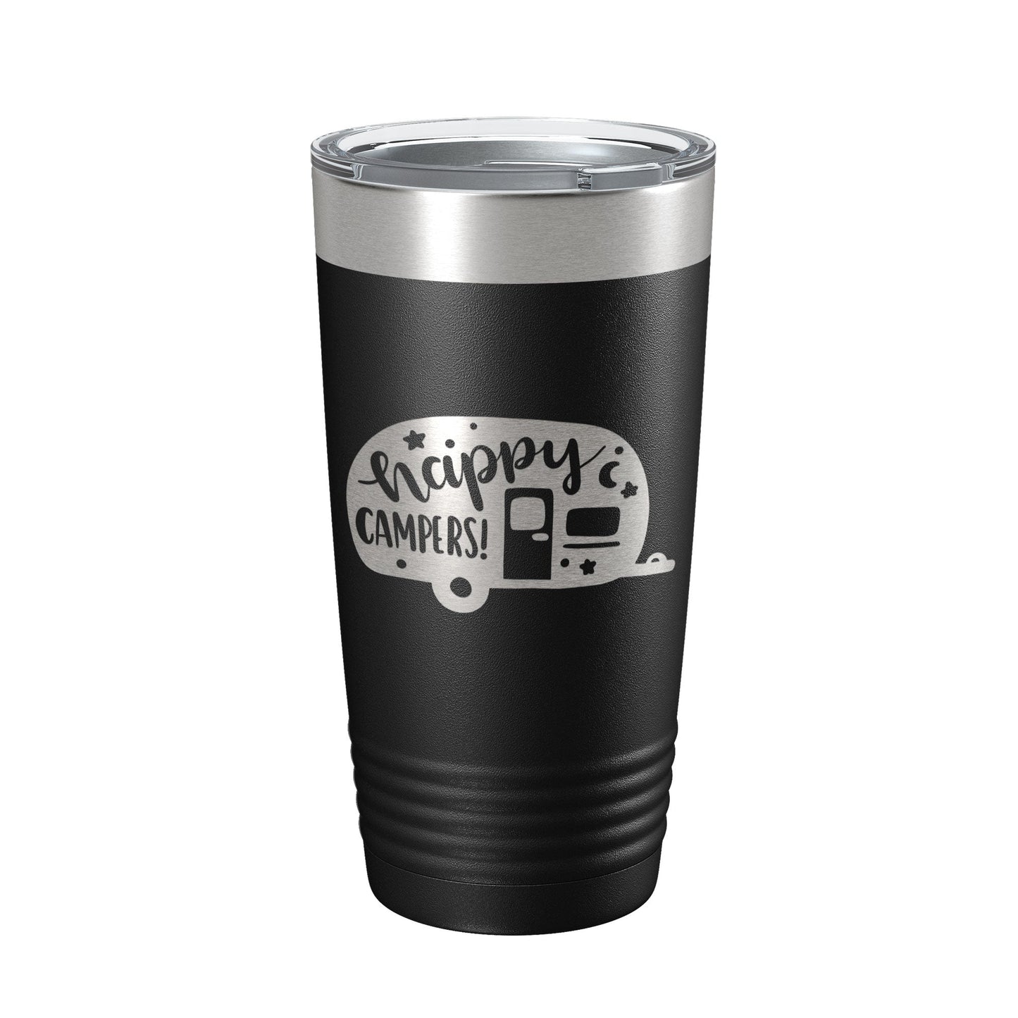 Happy Campers Tumbler RV Camping Travel Mug Gift Insulated Laser Engraved Coffee Cup Tent Outdoors 20 oz