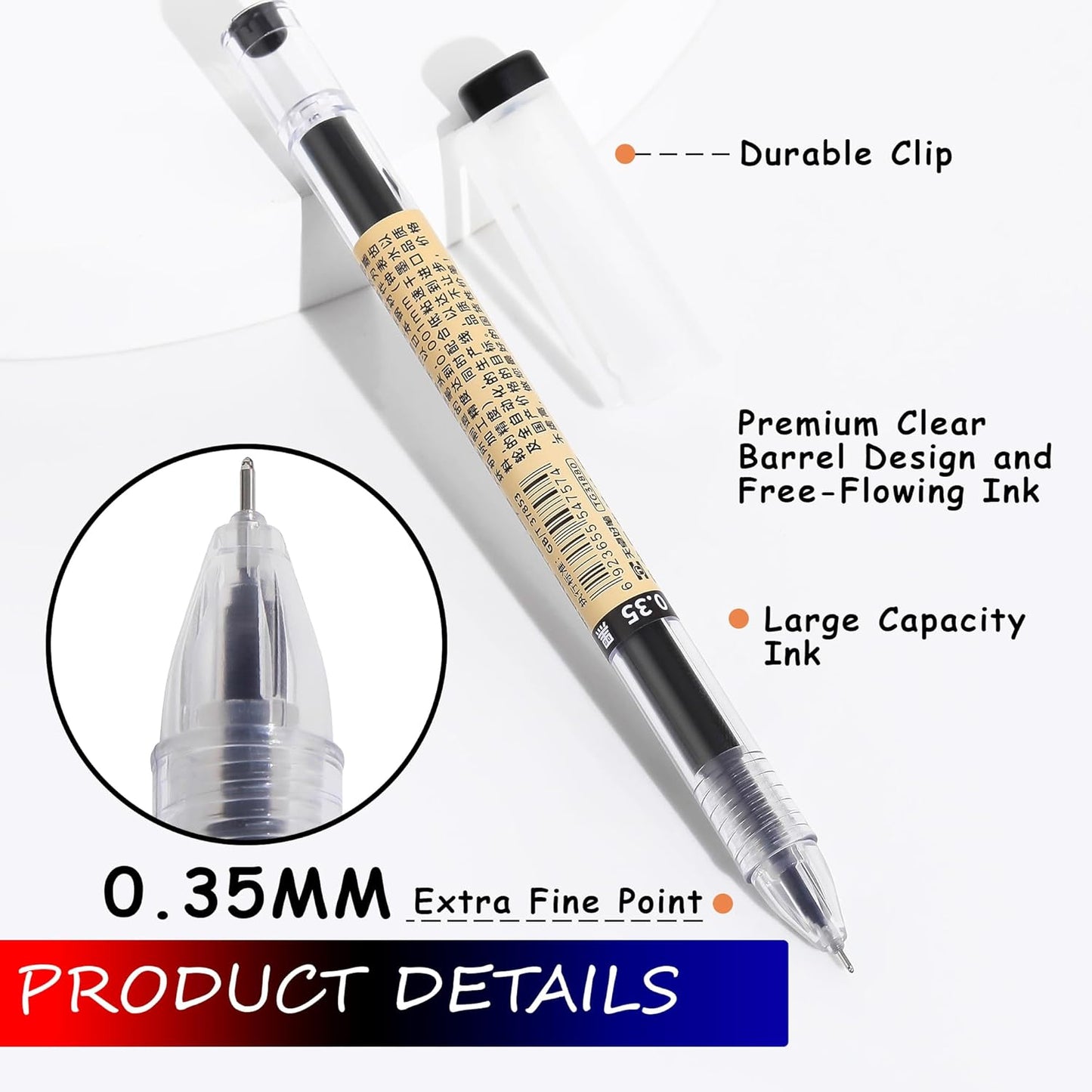 Japanese Gel Ink Pens 0.35Mm Extra Fine Point Rollerball Black Blue Red Set