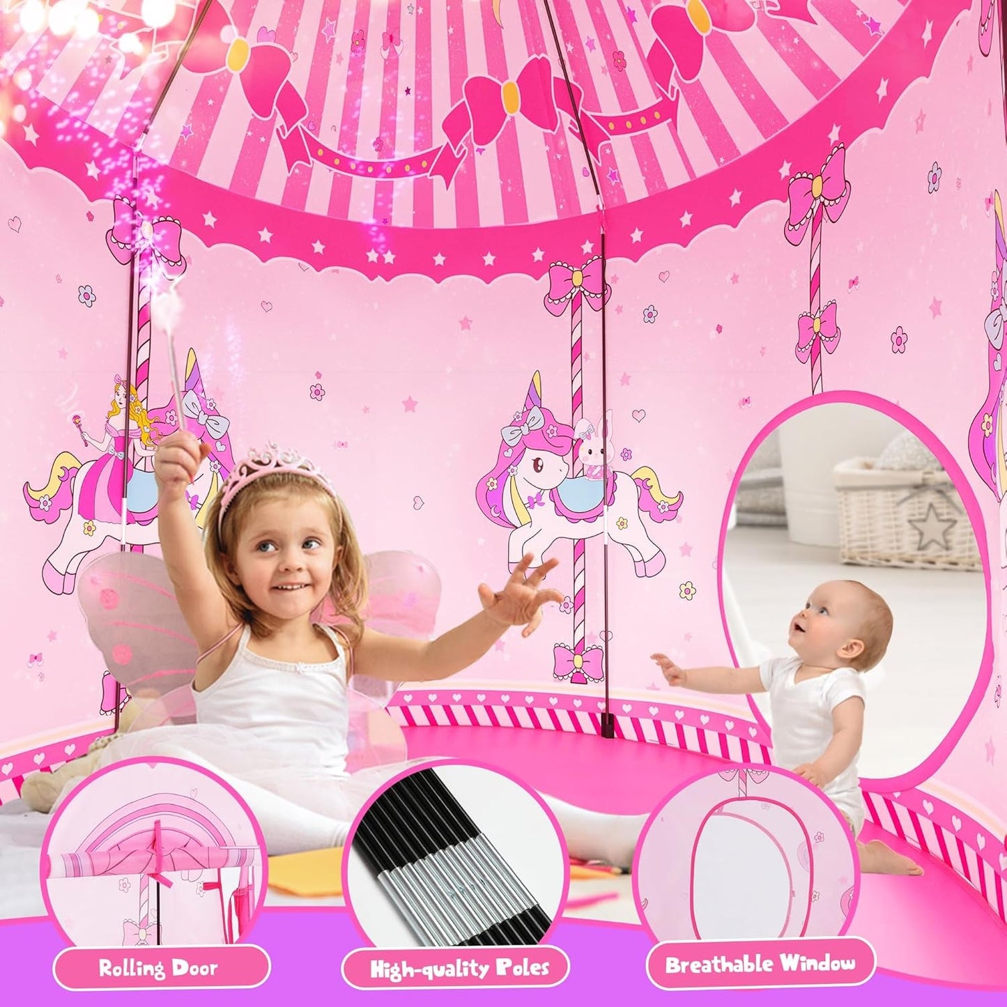 Pink ThreeIn One Princess Multi purpose Indoor Outdoor Play Tent
