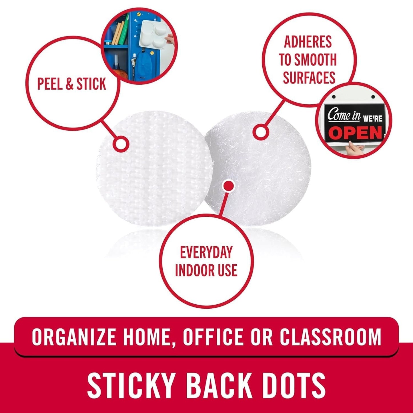 VELCRO Brand Dots with Adhesive White | 200 Pk | 3/4" Circles | Sticky Back Roun