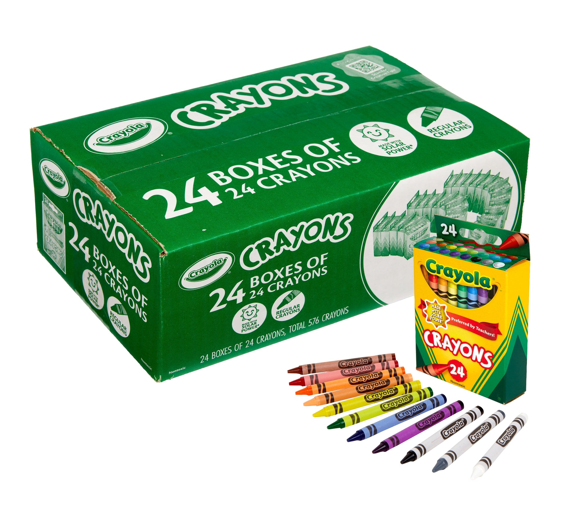 Crayons Bulk (24 Packs of 24), Valentines Day Party Supplies, Classic Colors, 3+
