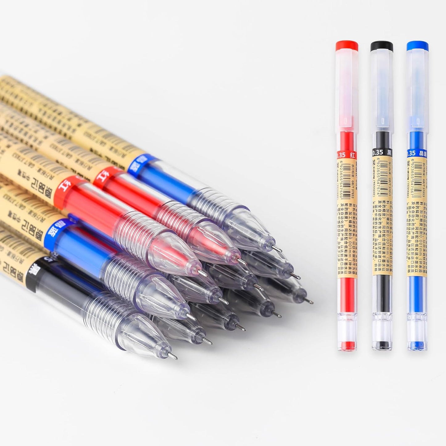 Japanese Gel Ink Pens 0.35Mm Extra Fine Point Rollerball Black Blue Red Set