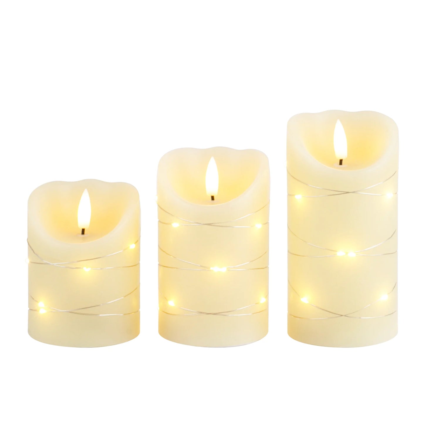 Set of 3 Flickering Flameless Real Wax Candles