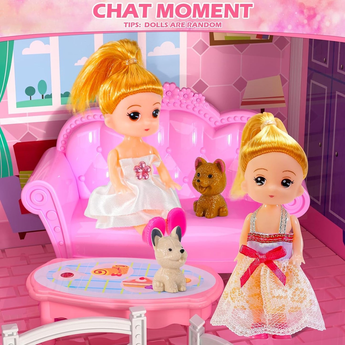 Multistory Dollhouse Featuring Slide Playset For Girls