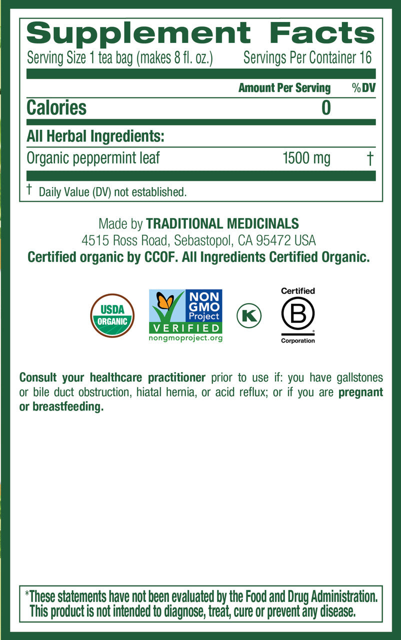 Traditional Medicinals Peppermint Tea (6x16 Bag)