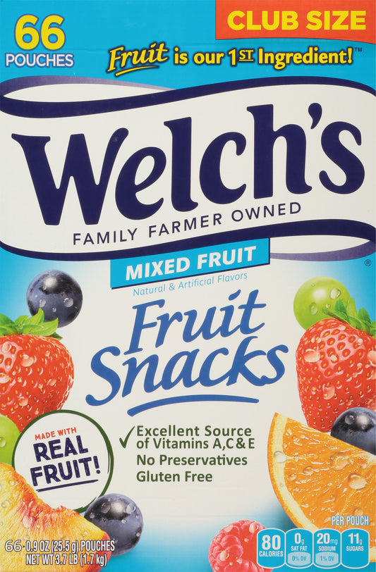 Fruit Snacks, Mixed Fruit, 0.8 oz Pouch, 66 Pouches/Box