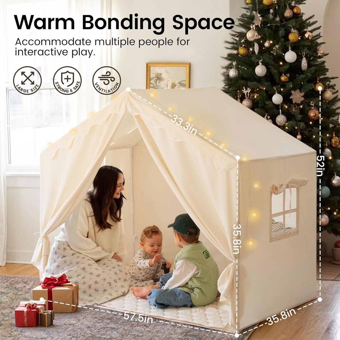 Kids Indoor Tent With Star Lights 57 Inch Reading Nook