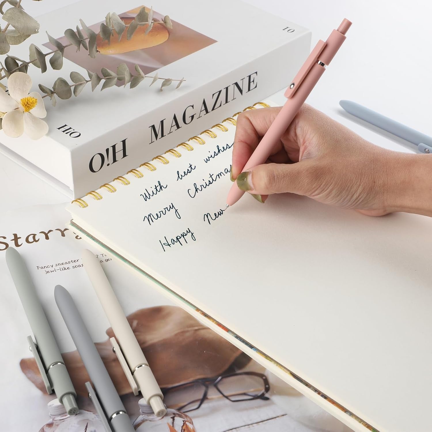 Gel Pens, 5Pcs 0.5Mm Quick Dry Black Ink Fine Point Smooth Writing Pens High-End