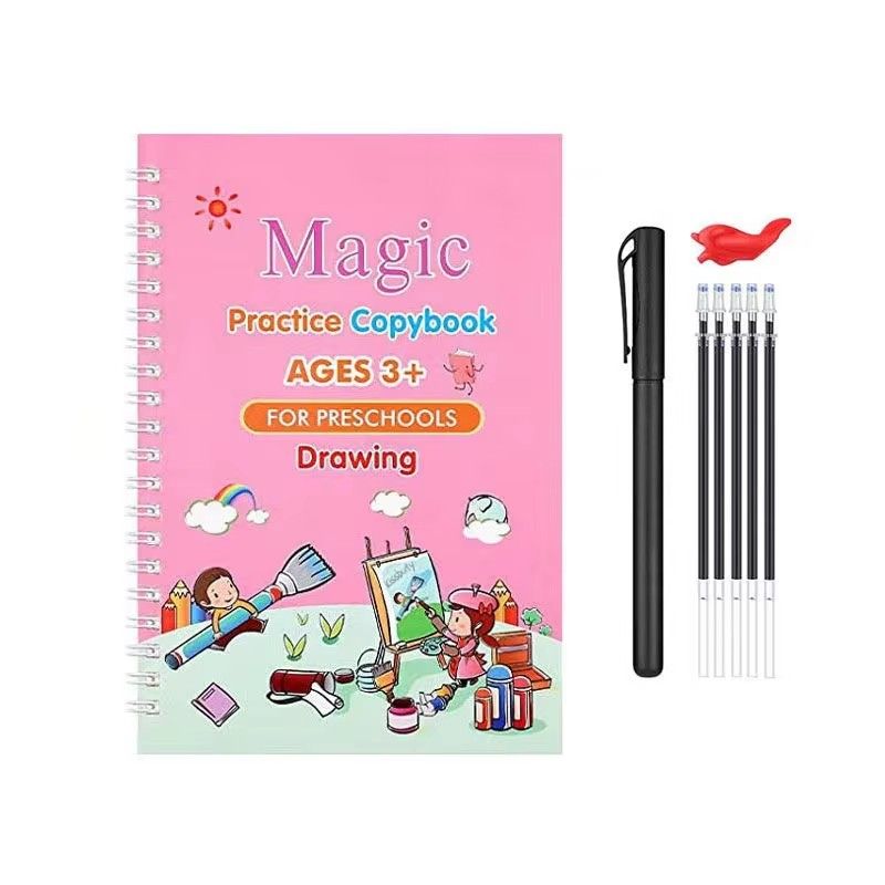 Reusable Magic Copybook Drawing Toys Pen Control Training Writing for Children 3D Magic Notebook Writing Lettering Calligraphy Notebooks