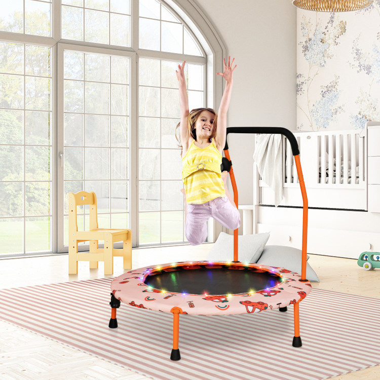 36 Inch Mini Trampoline with Colorful LED Lights and Bluetooth Speaker