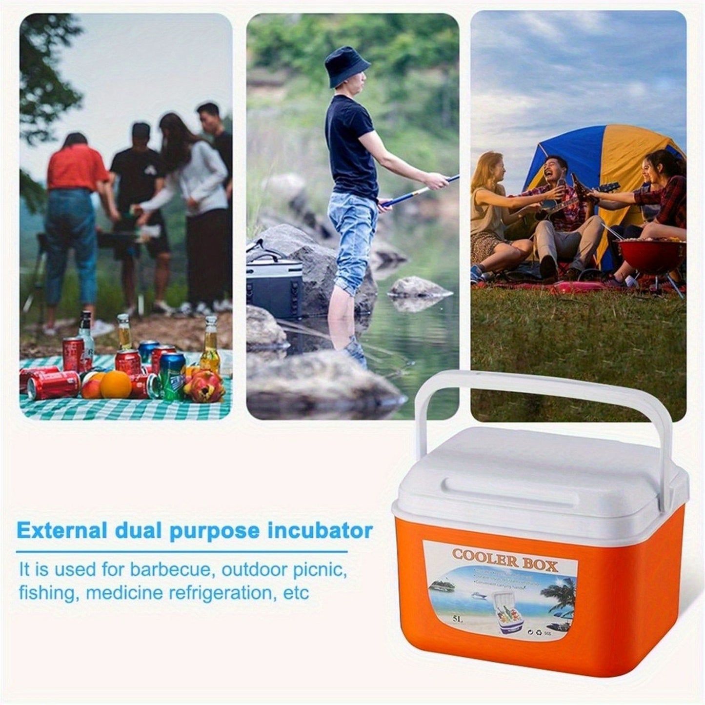 1/5.2/8.4/13.7/28.5/47.5 QT picnic incubator, fresh-keeping box, outdoor picnic, barbecue, camping portable incubator, fresh orange box