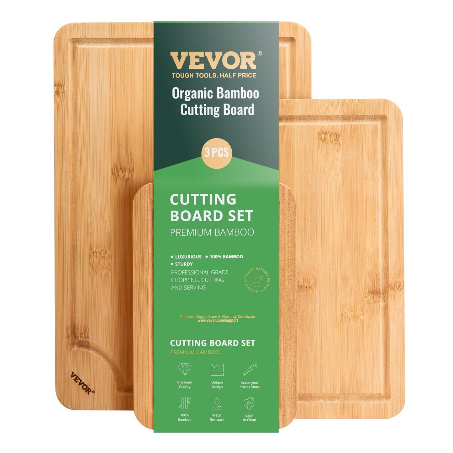 Bamboo Cutting Board Premium Versatile Cut Board with Built-in Handle