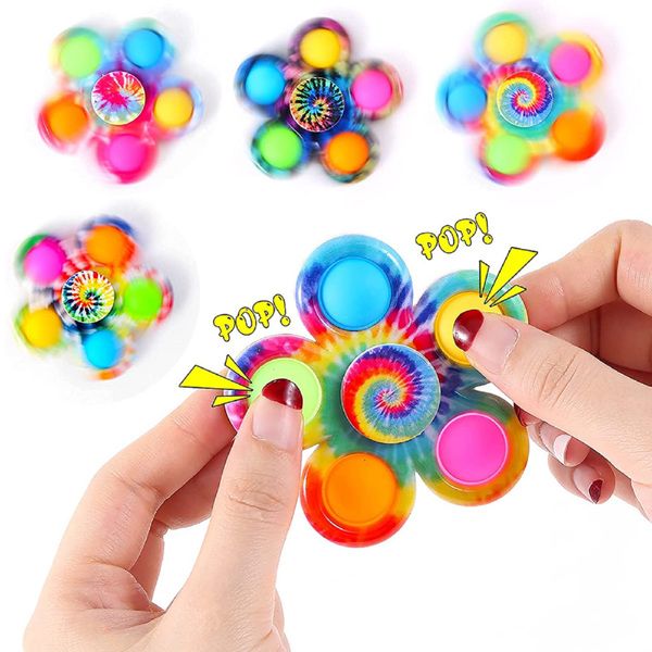 Pop Fidget Spinner Toys 4 Pc Simple Popping Toy Pack Bubble Sensory Set for Kids Party Favor Bulk Stress Relief Hand Spinners (Random , Pcs ), 4 Pcs