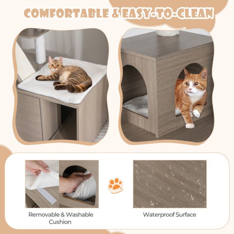 Cat Tree with Litter Box Enclosure for Indoor Cars